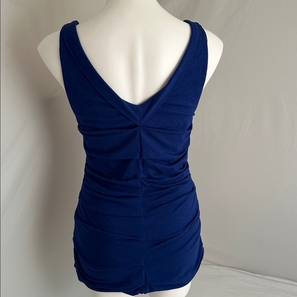 Express blue ruched stretch modal blend sleeveless top - Picture 4 of 10